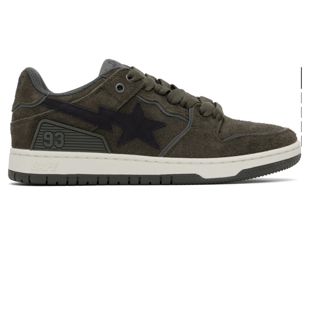 Bape Dark Olive Sneakers with Star Accent NEVER USE
